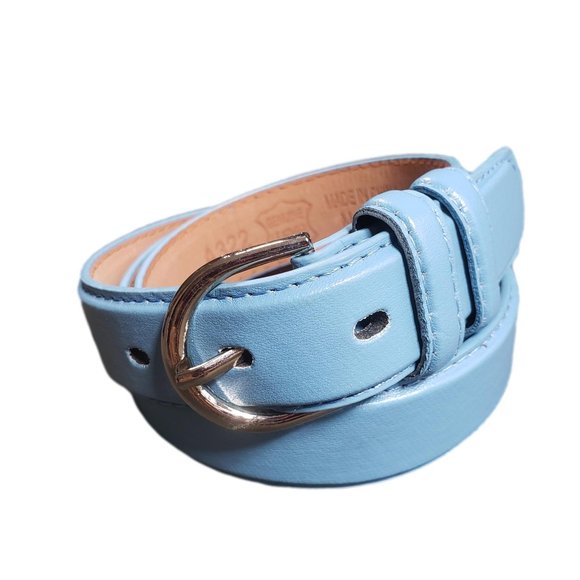 Accessories - Women's Leather Casual Dress Plain Solid Sky Blue / Florida Blue Medium Belt